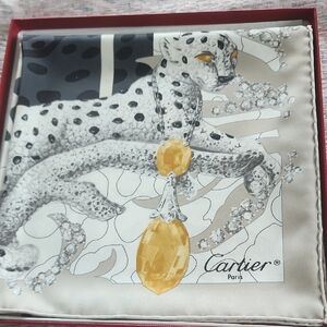 Cartier Paris - Silk Scarf with Panther and Jewel Design